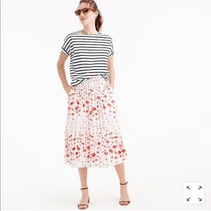 J.Crew pleated midi skirt in flamingo print